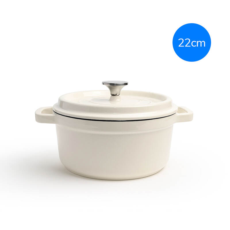 Nồi Gang 2 Tay Cầm Có Nắp, Đường Kính (22cm, 24cm) - 2 Màu (Đỏ, Trắng) - CIC2205, CIC2405 image number null